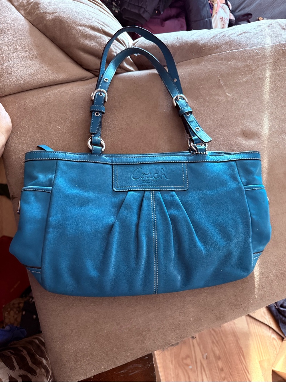 Coach Teal Leather Shoulder Bag